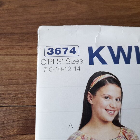Girls Dress Sewing Pattern Empire Waist Size 7-14 Kwik Sew 3674 UNCUT - Picture 4 of 8